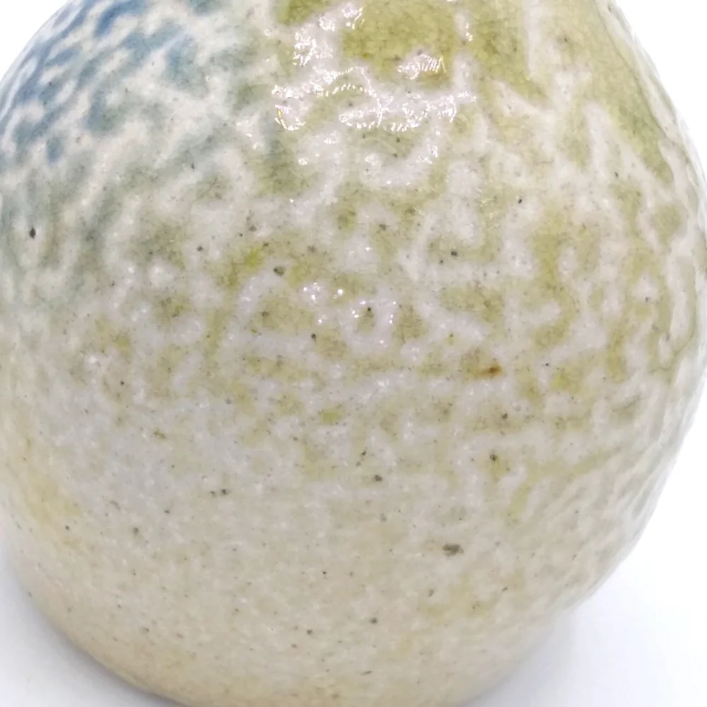 Artisan Hand Thrown Tri tone Textured Dapple Glazed Round Bud Vase Vintage - Picture 7 of 10